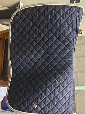 Ogilvy baby pad, Navy With White Piping And Light Blue Edging